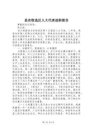 2024年县农牧选区人大代表述职报告