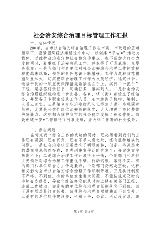 2024年社会治安综合治理目标管理工作汇报