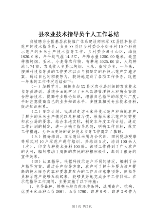 2024年县农业技术指导员个人工作总结