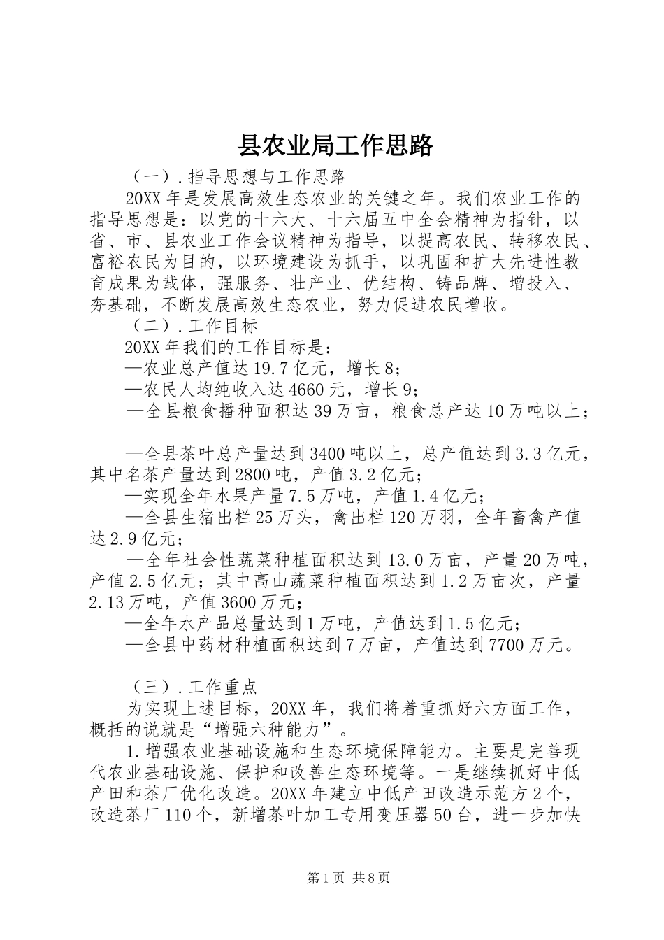 2024年县农业局工作思路_第1页