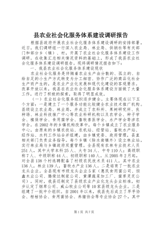 2024年县农业社会化服务体系建设调研报告