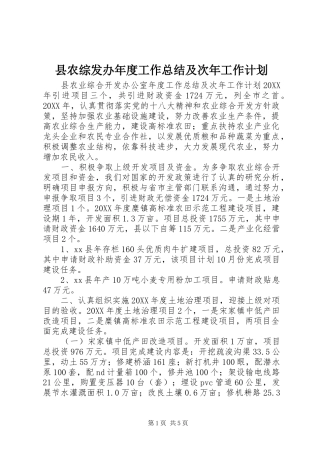 2024年县农综发办年度工作总结及次年工作计划