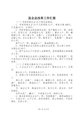 2024年县企业改革工作汇报