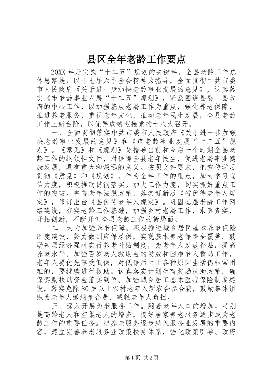 2024年县区全年老龄工作要点_第1页