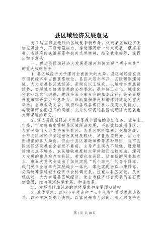 2024年县区域经济发展意见