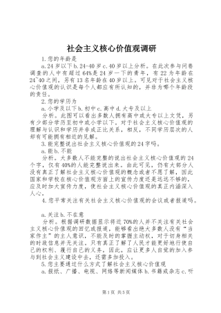 2024年社会主义核心价值观调研