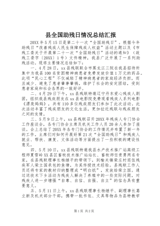 2024年县全国助残日情况总结汇报