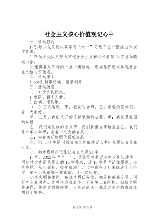 2024年社会主义核心价值观记心中