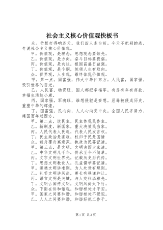 2024年社会主义核心价值观快板书