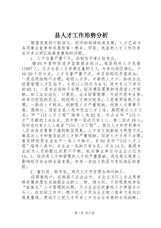 2024年县人才工作形势分析