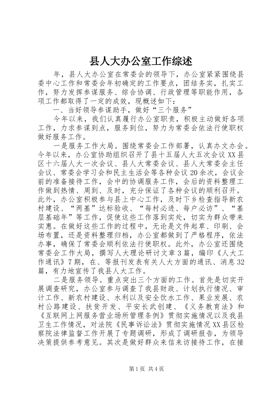 2024年县人大办公室工作综述_第1页