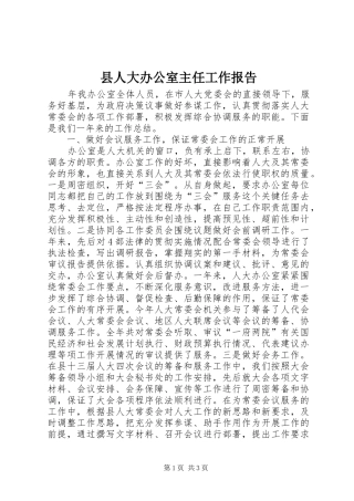 2024年县人大办公室主任工作报告