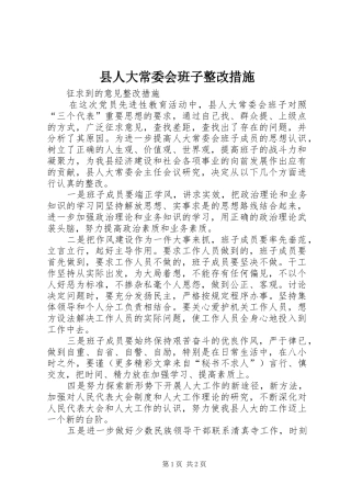2024年县人大常委会班子整改措施
