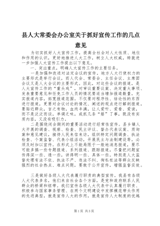 2024年县人大常委会办公室关于抓好宣传工作的几点意见