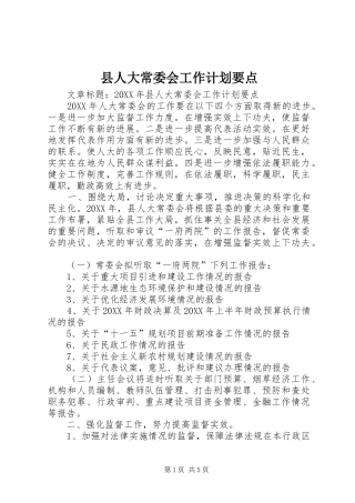 2024年县人大常委会工作计划要点