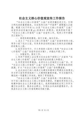 2024年社会主义核心价值观宣传工作报告