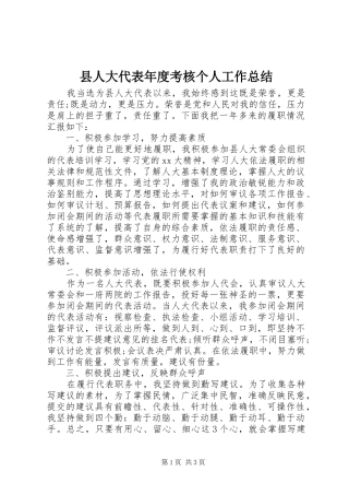 2024年县人大代表年度考核个人工作总结