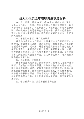 2024年县人大代表全年履职典型事迹材料
