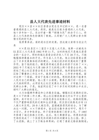 2024年县人大代表先进事迹材料