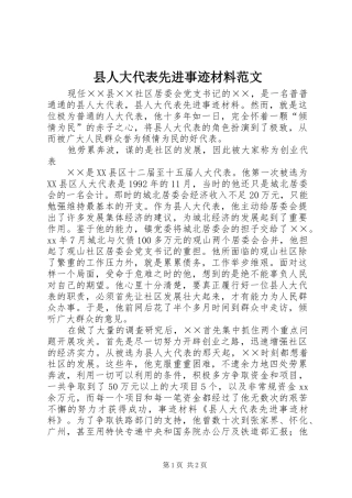 2024年县人大代表先进事迹材料范文