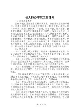 2024年县人防办年度工作计划