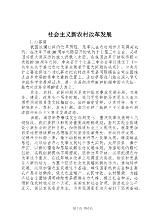 2024年社会主义新农村改革发展