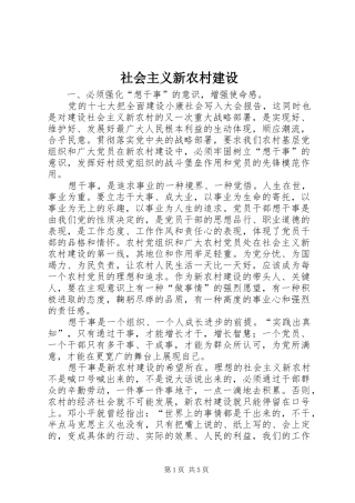 2024年社会主义新农村建设