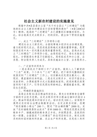 2024年社会主义新农村建设的实施意见