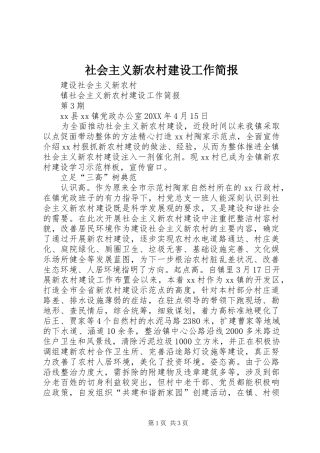 2024年社会主义新农村建设工作简报