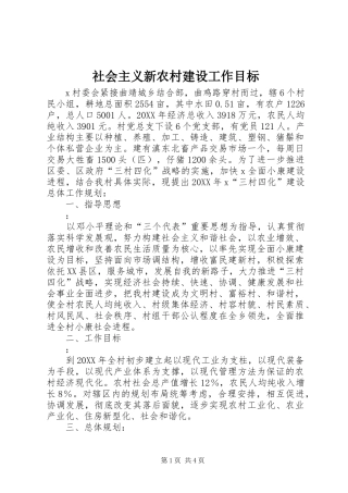 2024年社会主义新农村建设工作目标