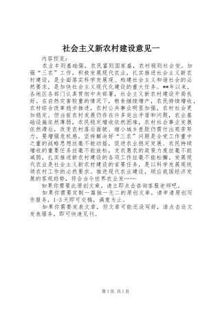 2024年社会主义新农村建设意见一