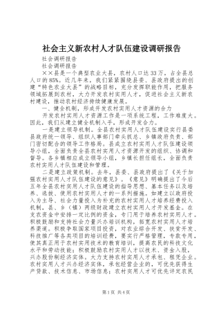 2024年社会主义新农村人才队伍建设调研报告