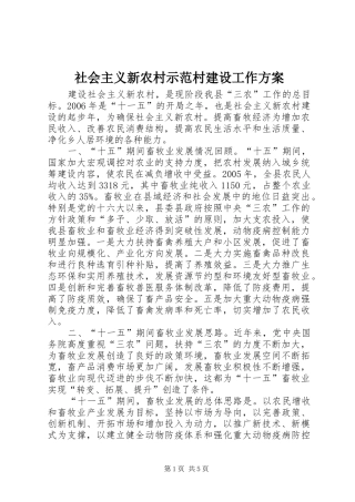 2024年社会主义新农村示范村建设工作方案