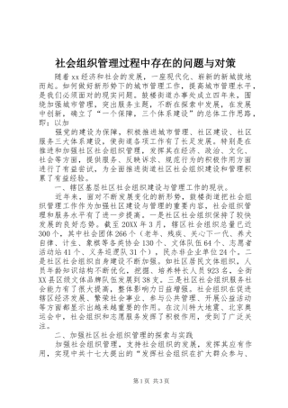2024年社会组织管理过程中存在的问题与对策