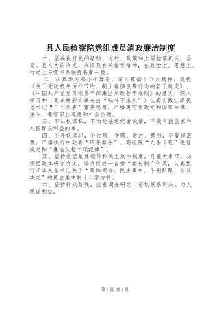 2024年县人民检察院党组成员清政廉洁制度