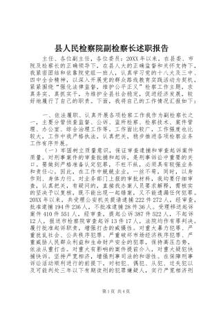 2024年县人民检察院副检察长述职报告