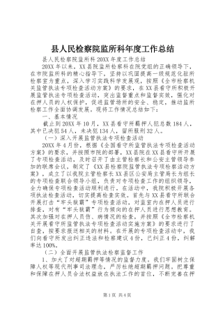 2024年县人民检察院监所科年度工作总结