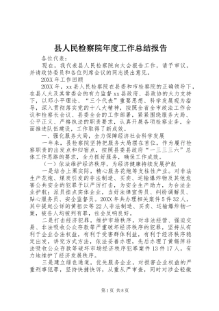 2024年县人民检察院年度工作总结报告