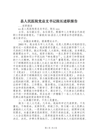 2024年县人民医院党总支书记院长述职报告