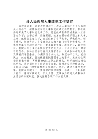 2024年县人民医院人事改革工作鉴定