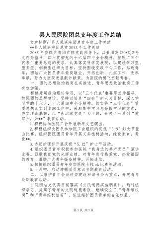 2024年县人民医院团总支年度工作总结