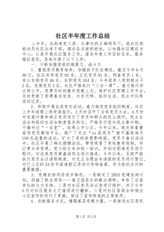2024年社区半年度工作总结