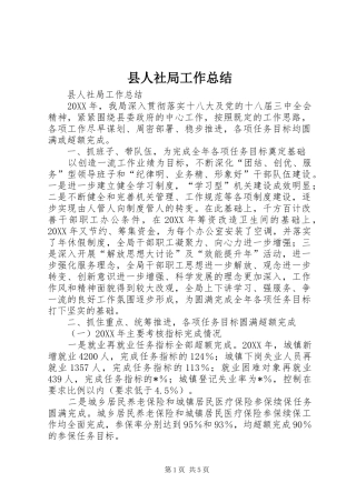 2024年县人社局工作总结