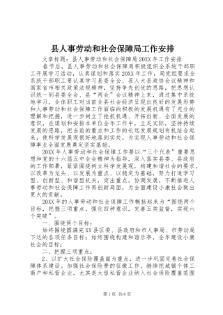 2024年县人事劳动和社会保障局工作安排