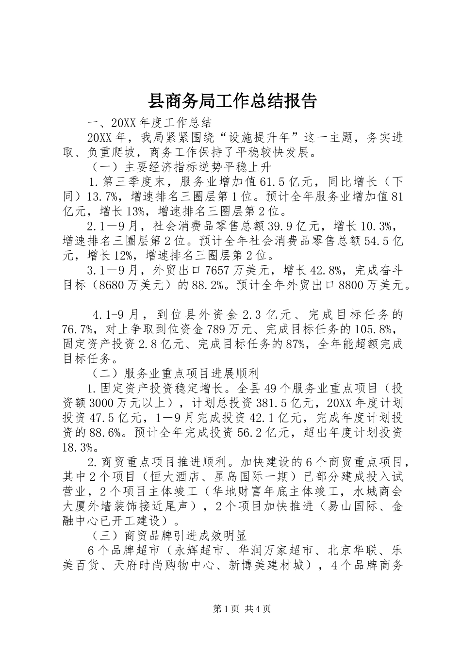 2024年县商务局工作总结报告_第1页