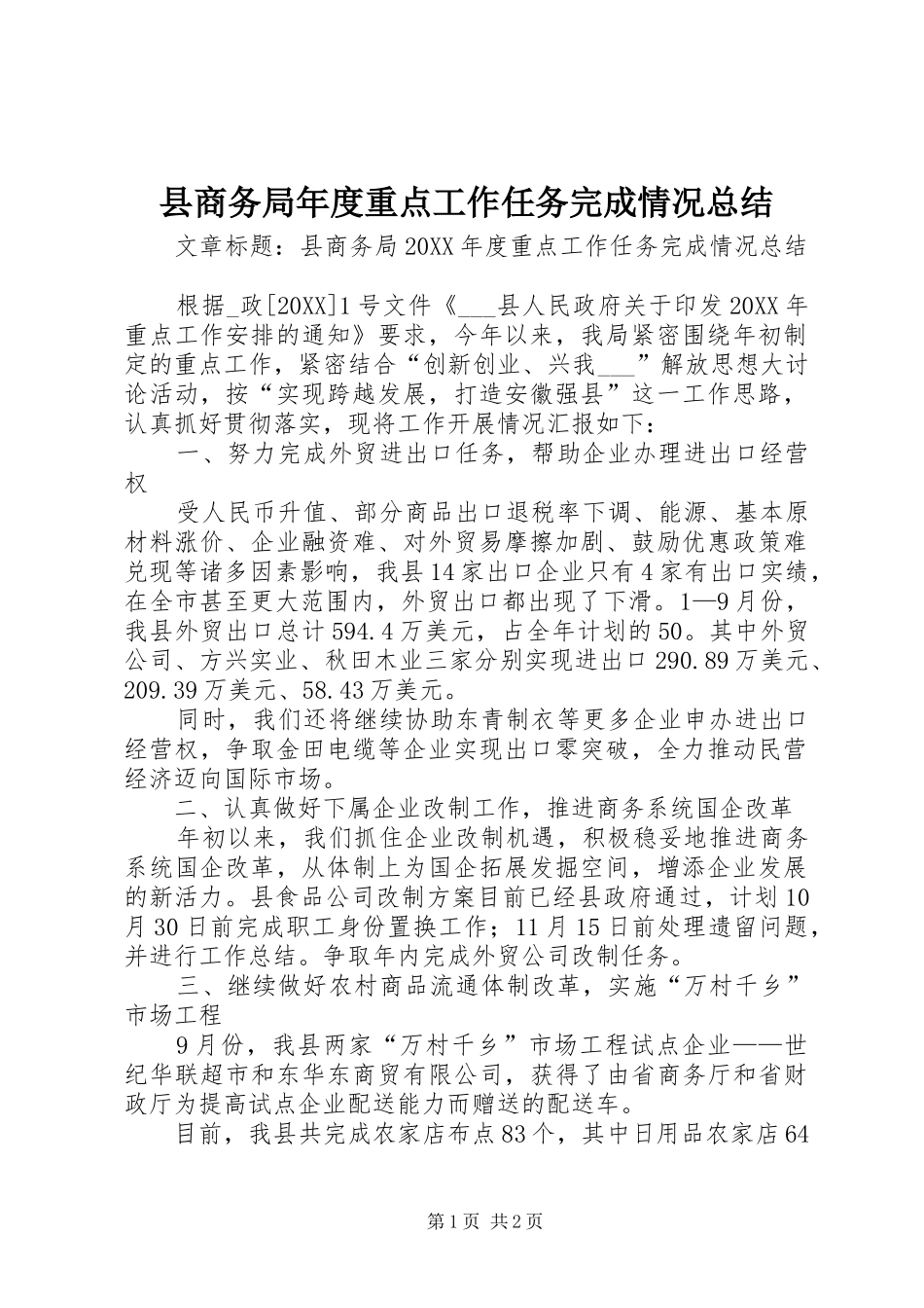 2024年县商务局年度重点工作任务完成情况总结_第1页