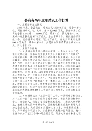 2024年县商务局年度总结及工作打算