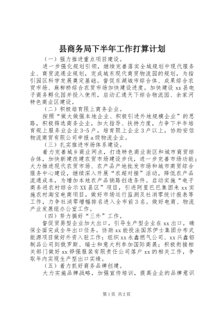 2024年县商务局下半年工作打算计划