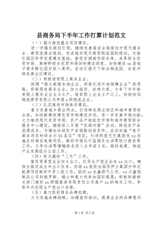 2024年县商务局下半年工作打算计划范文