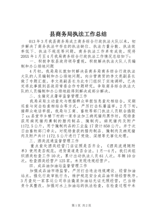 2024年县商务局执法工作总结